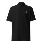 unisex pique polo shirt black front 647b4cee67224