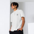 unisex pique polo shirt white front 647b4d9ba455b